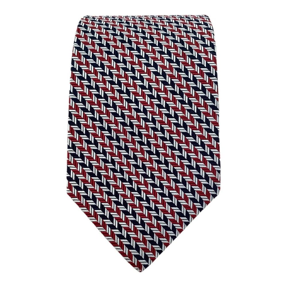 BROOKS BROTHERS 346 Red Blue Herringbone Silk Tie USA 59"-3.25" EC